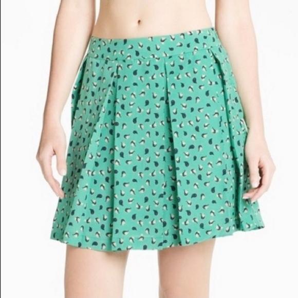 Collective Concepts Green Bird Print Pleated Skirt Size XS As Seen On TV ASO - Picture 14 of 14